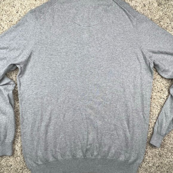 Joseph Abboud 1/4 Zip Sweater Mens Large Gray Cotton Cashmere Textured Diamond - Picture 7 of 7